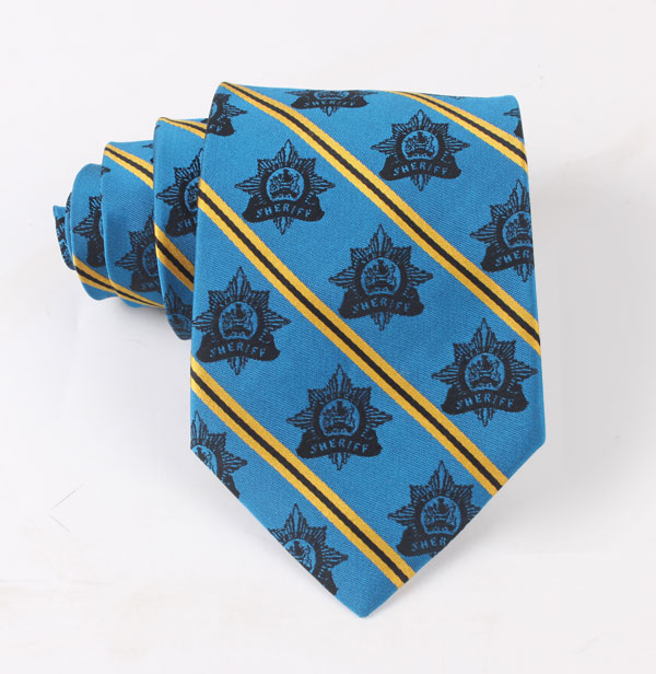 蓝色logo标记领带